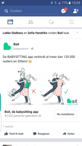 Facebook ad for babysitting app