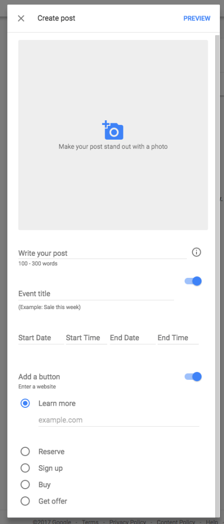 Create Google posts