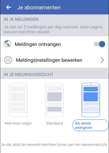 Facebook geen tijdlijn updates missen mobiel