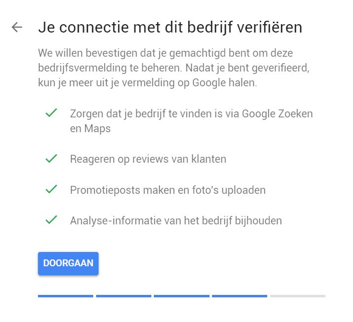 Google bedrijfspagina aanmaken verificatie